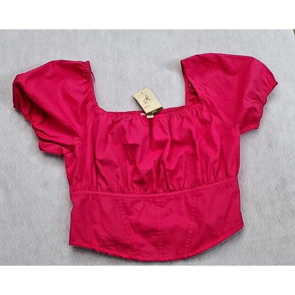Marisol Tops - Marisol Crop Top Size XL Fusia Bright Pink Elastic Back Fitted